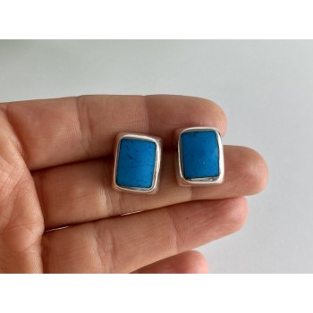 925 STERLING SILVER TURQUOISE STUD EARRINGS