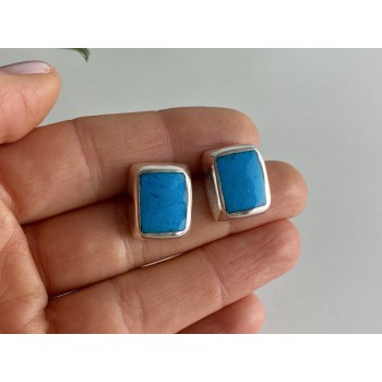 925 STERLING SILVER TURQUOISE STUD EARRINGS