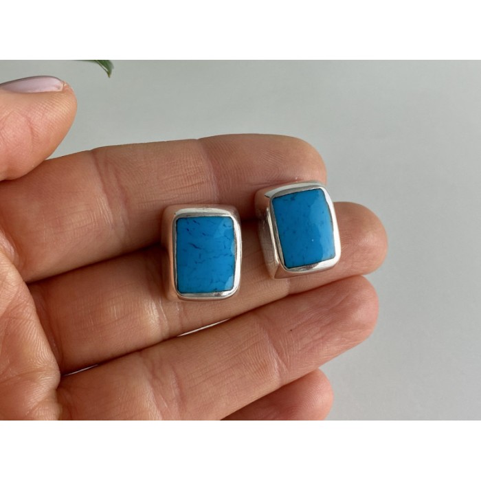 925 STERLING SILVER TURQUOISE STUD EARRINGS
