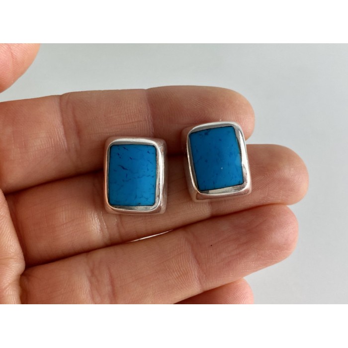 925 STERLING SILVER TURQUOISE STUD EARRINGS