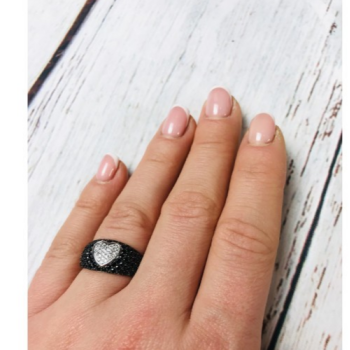 925 Sterling Silver Black Spinel & Goshenite Ring Size 6.5