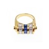 925 Sterling Silver Gold Plated Sapphires & CZ Ring Size 7