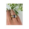 925 Sterling Silver Gold Plated Sapphires & CZ Ring Size 7