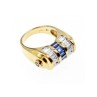 925 Sterling Silver Gold Plated Sapphires & CZ Ring Size 7