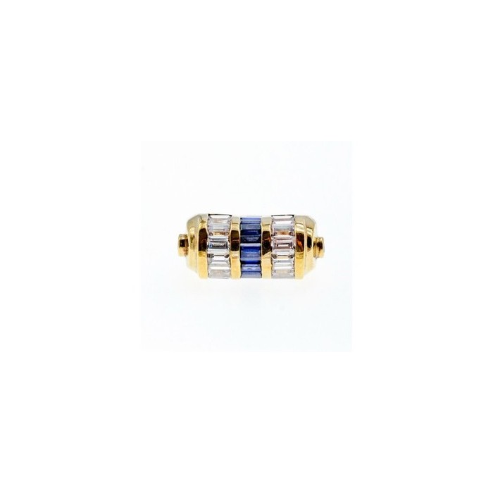 925 Sterling Silver Gold Plated Sapphires & CZ Ring Size 7