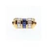925 Sterling Silver Gold Plated Sapphires & CZ Ring Size 7