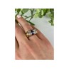 925 Sterling Silver Gold Plated Sapphires & CZ Ring Size 7