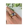 925 Sterling Silver Gold Plated Sapphires & CZ Ring Size 7