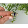 925 Sterling Silver Gold Plated Sapphires & CZ Ring Size 7