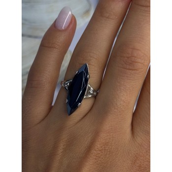 Vintage 925 Sterling Silver Hematite Ring Size 6.5