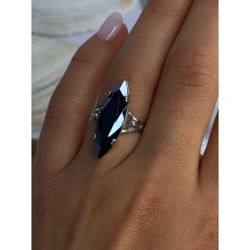 Vintage 925 Sterling Silver Hematite Ring Size 6.5