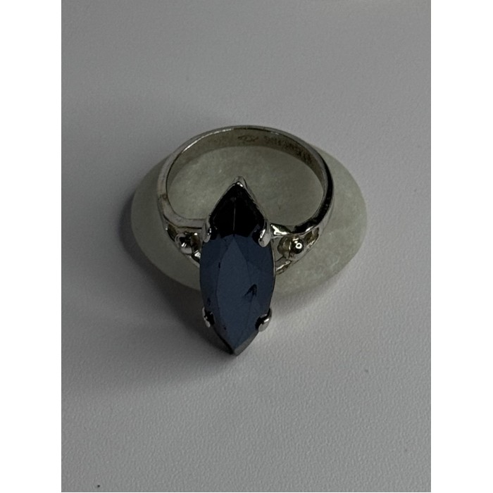 Vintage 925 Sterling Silver Hematite Ring Size 6.5
