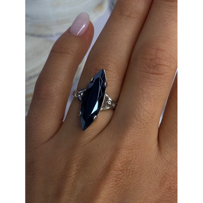 Vintage 925 Sterling Silver Hematite Ring Size 6.5