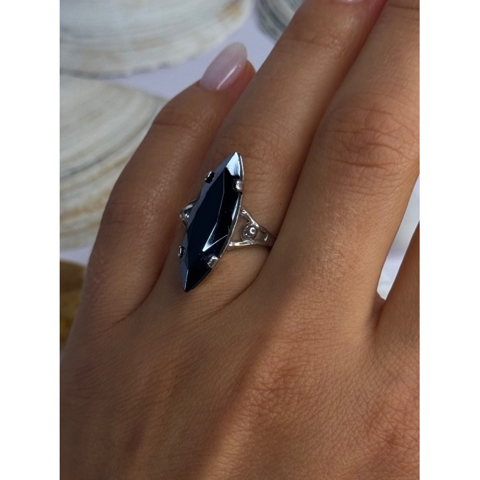 Vintage 925 Sterling Silver Hematite Ring Size 6.5