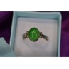 925 Sterling Silver Green Nephrite ( Jade ) Ring Size 8.5