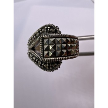 925 Sterling Silver Marcasite Ring Size 5.5