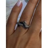 925 Sterling Silver Dolphin Diamond Ring Size 7