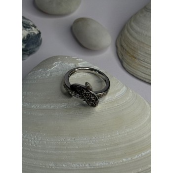 925 Sterling Silver Dolphin Diamond Ring Size 7