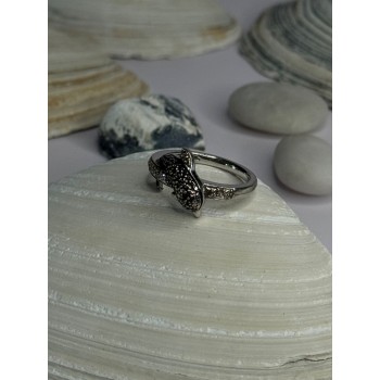 925 Sterling Silver Dolphin Diamond Ring Size 7