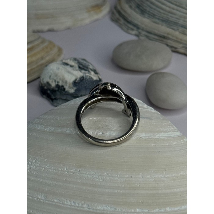 925 Sterling Silver Dolphin Diamond Ring Size 7