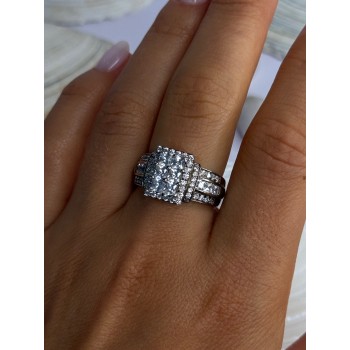 925 Sterling Silver Cz Ring Size 9