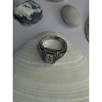 925 Sterling Silver Cz Ring Size 9