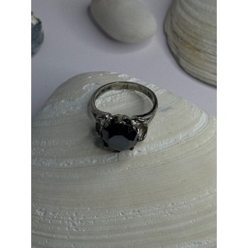 Vintage 925 Sterling Silver Hematite Ring Size 6
