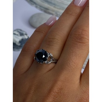 Vintage 925 Sterling Silver Hematite Ring Size 6