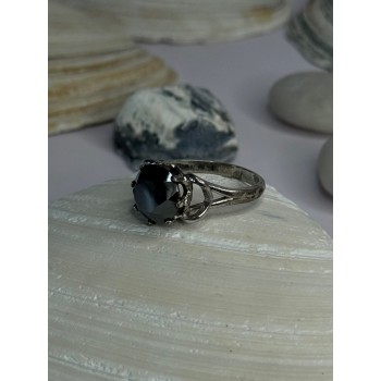 Vintage 925 Sterling Silver Hematite Ring Size 6