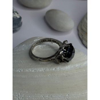 Vintage 925 Sterling Silver Hematite Ring Size 6