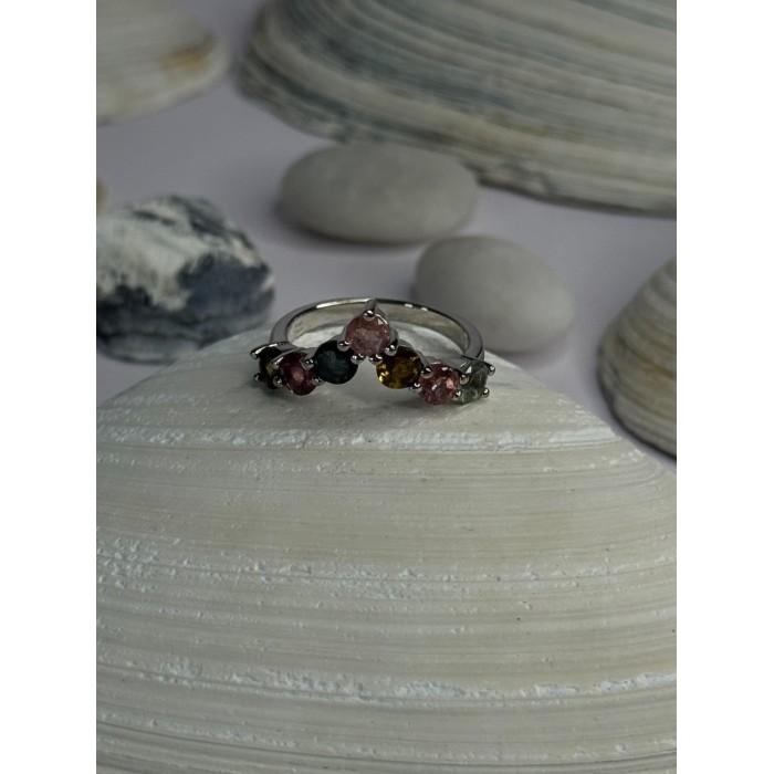 Beautiful Design 925 Sterling Silver Multi Color Spinel Ring Size 8