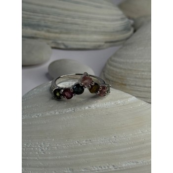 Beautiful Design 925 Sterling Silver Multi Color Spinel Ring Size 8