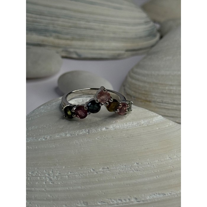 Beautiful Design 925 Sterling Silver Multi Color Spinel Ring Size 8