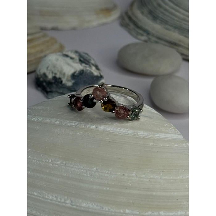 Beautiful Design 925 Sterling Silver Multi Color Spinel Ring Size 8