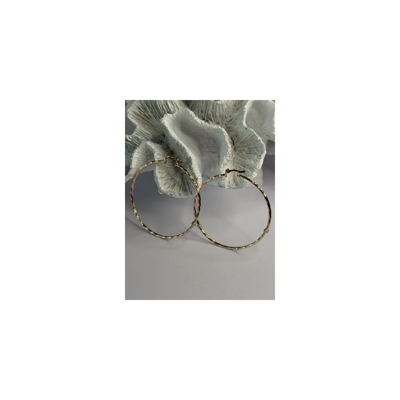 Large Hoop Gold Plated Earrings Length 2.40 Inch