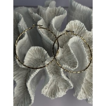 Large Hoop Gold Plated Earrings Length 2.40 Inch