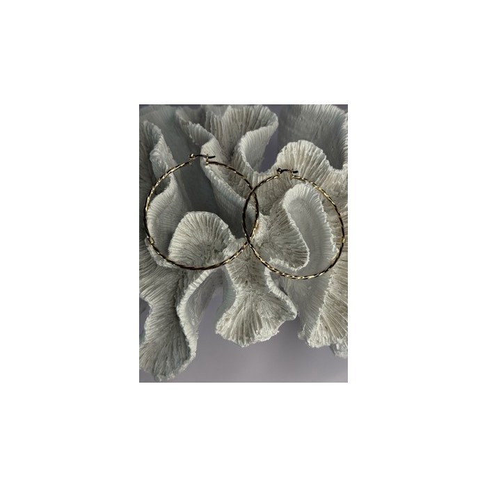 Large Hoop Gold Plated Earrings Length 2.40 Inch