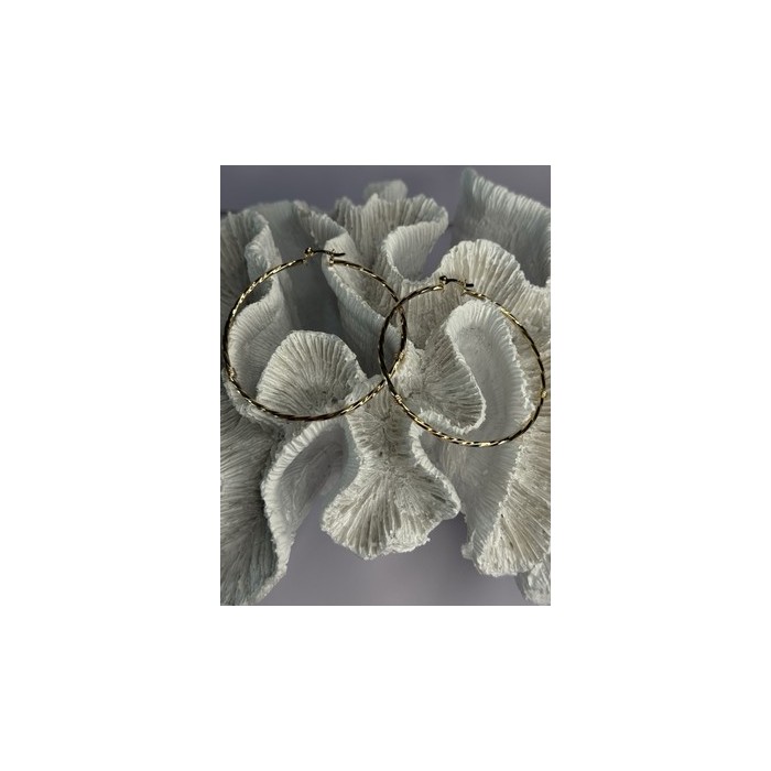 Large Hoop Gold Plated Earrings Length 2.40 Inch