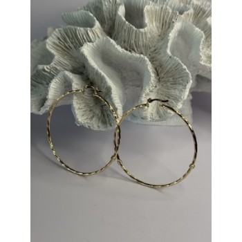 Large Hoop Gold Plated Earrings Length 2.40 Inch