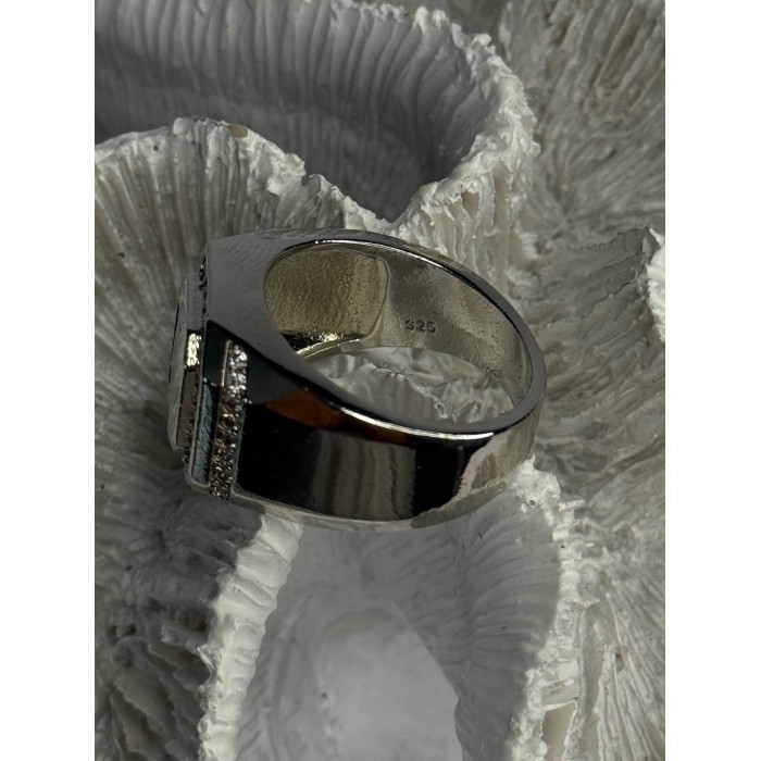 Mens 925 Sterling Silver Sapphire & Beryl Ring Size 10