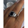 Mens 925 Sterling Silver Sapphire & Beryl Ring Size 10