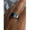 Mens 925 Sterling Silver Sapphire & Beryl Ring Size 10