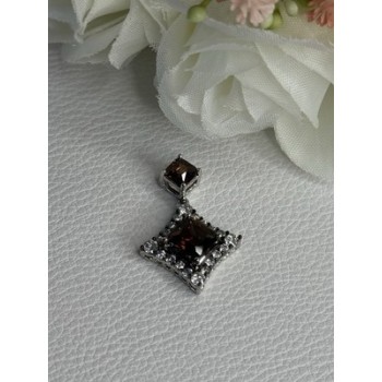 925 Sterling Silver Hessonite & Beryl Pendant Length 1.10 Inch