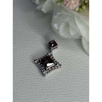 925 Sterling Silver Hessonite & Beryl Pendant Length 1.10 Inch