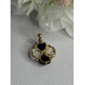 Elegant 10k Yellow Gold Onyx & Abalone Pendant Length 1 Inch