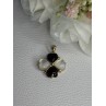 Elegant 10k Yellow Gold Onyx & Abalone Pendant Length 1 Inch