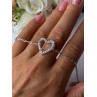 Sjd Acpl 925 Sterling Silver White Topaz Heart Bracelet Length 7.5 Inch