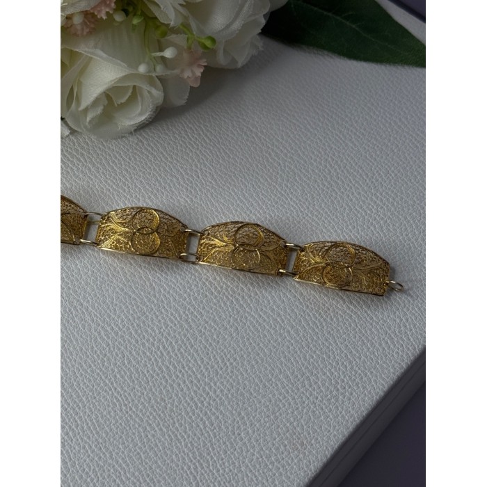 Portugal Topazio 925 Sterling Silver Gold Plated Bracelet Length 7 Inch