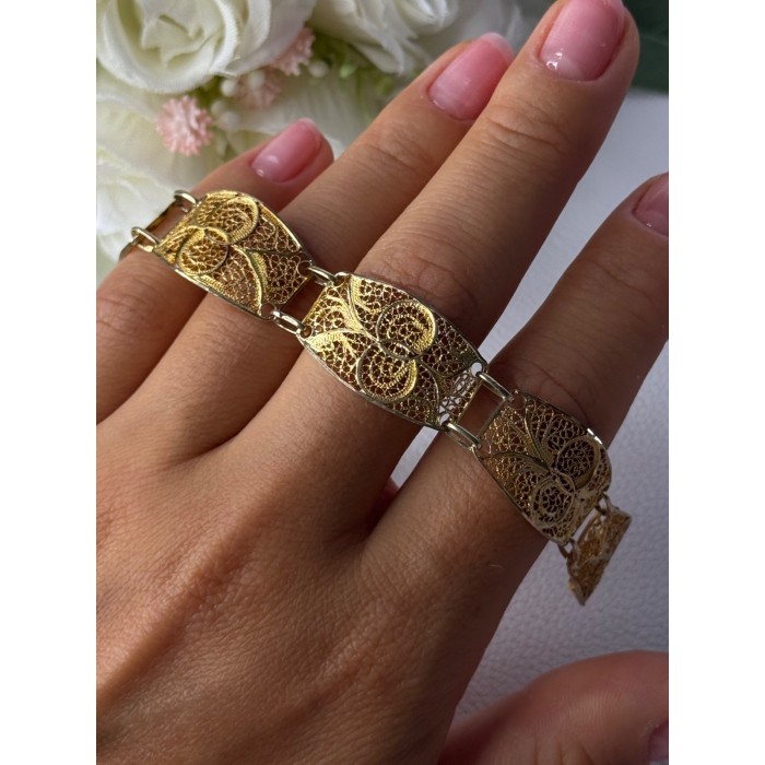 Portugal Topazio 925 Sterling Silver Gold Plated Bracelet Length 7 Inch