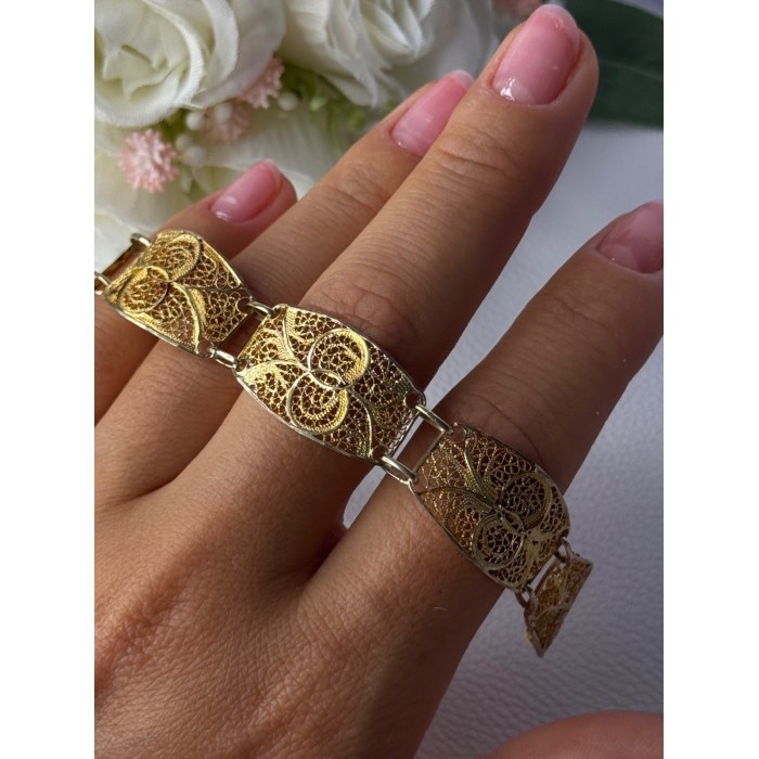 Portugal Topazio 925 Sterling Silver Gold Plated Bracelet Length 7 Inch